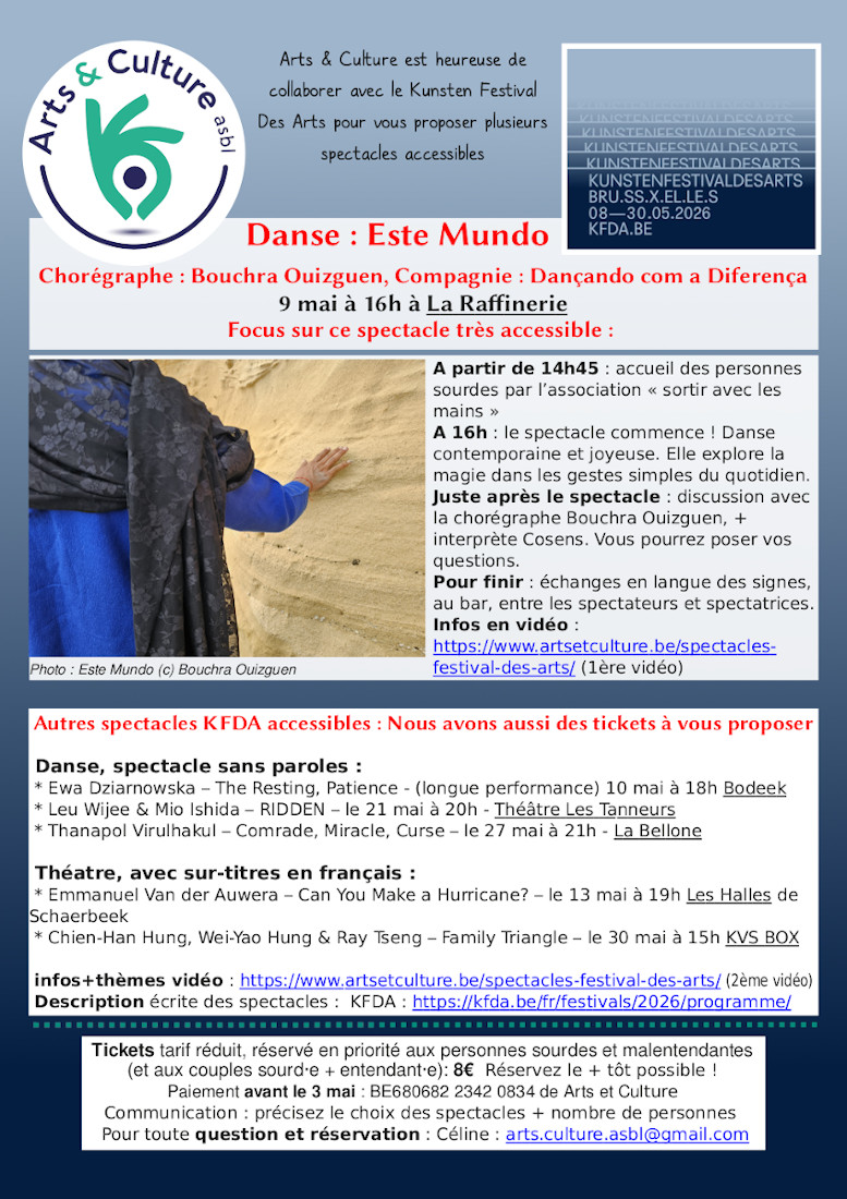 Programme accessible du KFDA. Voir l'affiche en version pdf pour lecture.
L'illustration est une personne de dos qui touche un mur de sable.